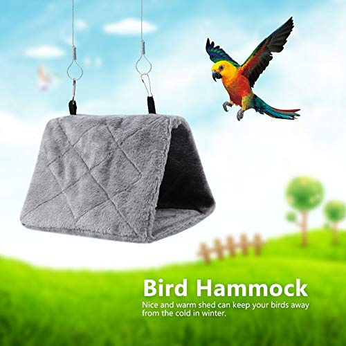 Tbest Morbido Amaca in Peluche sospesa Tenda Gabbia per Uccelli Pappagallo Letto Caldo Invernale Giocattolo per Animali Domestici (Grigio M)