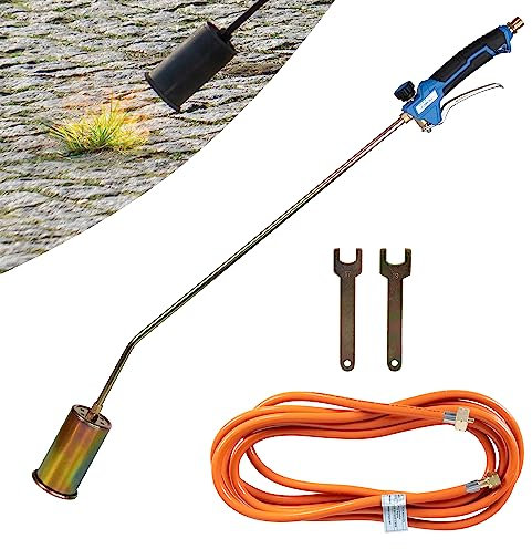Z.M.C Unkrautbrenner Abflammgerät 1850°C, Ø60mm Hochleistungsbrenner, 69kW, 90cm Rohrlänge, 5m Schlauch, ergonomischer Griff, Unkrautvernichter für Garten, Dach, Holz & Werkstatt inkl. Zubehör