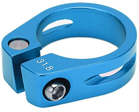 Tissting Fahrrad Sattelklemme 31,8mm Aluminiumlegierung Mountainbike Sattelkloben Verriegelbare Fahrradsattel Halterung Schnellspanner Sattelstütze Klemmring Ersatz Zubehör für MTB Rennrad(Blau)