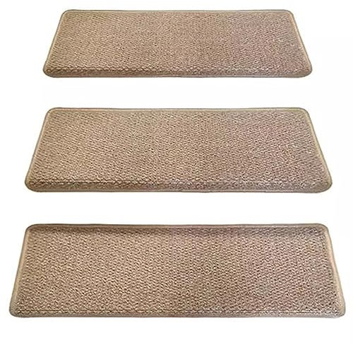 Treppenstufen Matten Innen Rutschfeste für Holzstufen Treppen,Imitation Sisal Teppich Stufenmatten Selbstklebend Treppenteppich,Trittschalldämmung Treppenvorleger Stufenschutz Treppenschoner ( Color :