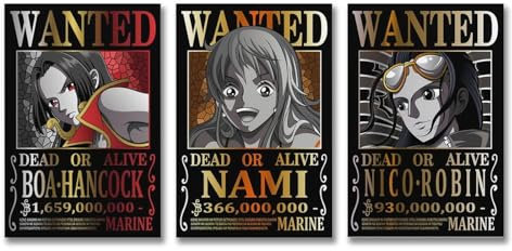 Anime One Piece Wanted Poster Nami Robin Hancock Malerei auf Leinwand, Wandkunst, Poster, Scroll Bild, Druck, Wanddekoration, Heimposter, 30 x 45 cm