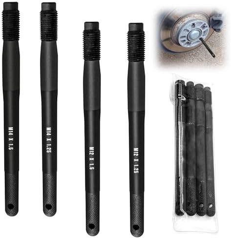 4 Stück Kfz Werkzeug Radmontagehilfe Satz Set, Reifenwechsel Auto M12 x 1.5, M12 x 1.25, M14 x 1.5, M14 x 1.25, Edelstahl Reifen Montagehilfe, Radwechsel Felgen Zentrierhilfe/Aufhängen Werkzeug (4)