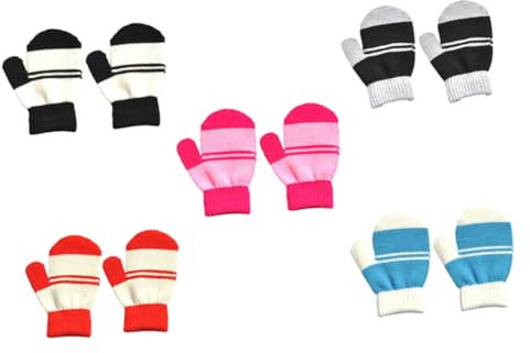 Amosfun 5paare Winddichte Fäustlinge Für Jungen Strapazierfähige Outdoor-handschuhe Bequeme Kinderhandschuhe Langlebige Winterausrüstung Einfach Anzuziehende Handschuhe