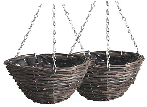 OFFSCH 2piezas Cesta Colgante De Ratán Hecha Mano Maceta Tejida para Plantas Cesta Colgante para Jardín y Decoración De Hogar Unidades