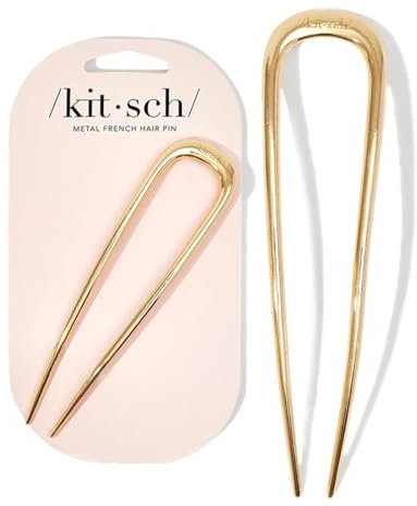 Kitsch Französische Haarnadeln für Damen – Elegante und langlebige Haarnadel aus Metall für Hochsteckfrisuren, Dutts und Zwirbel | Ideale Geschenke für Damen – Gold, 1 Stück