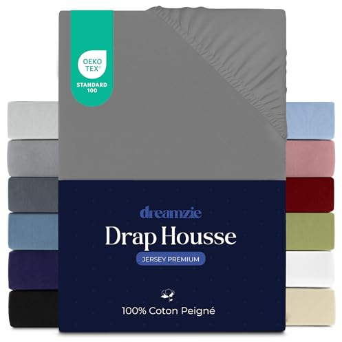 Dreamzie Premium Spannbettlaken 180x200 cm, Spannbetttuch für Dicke Matratzen bis zu 27 cm, Bettlaken 100% Jersey Baumwolle, 150 g/m², Oeko-TEX Zertifiziert - Anthrazit