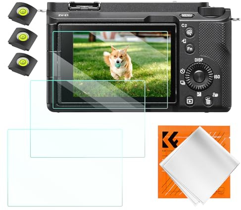K&F CONCEPT skärmskydd för Sony Alpha A6700 ZV-E1 A7 IV A7CII kameratillbehör 3-pack, 0,3 mm 9H hårdhet härdat glas anti-skrapa bubbelfri, med varmt skoskydd och rengöringsduk