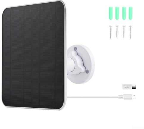 5W Solar Panel Charger For Ring Video Doorbell, 5W Monocrystalline Silicon Solar Panel with USB-C Port, 9.8ft Cable(White)