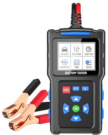 Shkalacar 12V-24V Autobatterietester, Kfz-Batterietester mit 2,4-Zoll-TFT-Farbbildschirm, 20-2000 CCA 10AH-300AH Blei-Säure-AGM-Flach-AGM-Wund-GEL-Gel, für Autos, LKWs, Busse, Dieselfahrzeuge