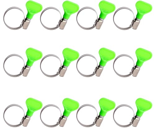 BESTYCHAO Kit de colliers de serrage à clé, 12 colliers de serrage réglables 16-27 mm en acier inoxydable pour machine à laver, lave-vaisselle, piscine, voiture - Vert