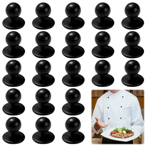 100 Stück Kochjackenknöpfe, taillierte Kochjacken-Kugelknöpfe, runde Knöpfe, Kugelknöpfe, runde Kochjackenknöpfe, Kochknöpfe, passend für alle gängigen Kochjacken mit Kugelknöpfen