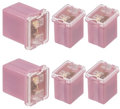 ALLECIN 30A Blockskydd Lågprofil 30Ampere Lågprofil Boxformad Säkerhetsautomat Bilsäkringar Lågprofil KFZ-säkring för Lastbil Bil (Förpackning med 6 st)