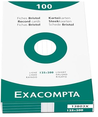 Exacompta 12 Boxen 100 Karteikarten Liniert 125 x 200 mm Weiß
