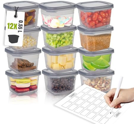 AXOY Home BPA Frei 12er Luftdichte Vorratsdosen Set mit Deckel Aufbewahrungsboxen Set für Küche und Kühlschrank Frischhaltedosen Organizer für Lebensmittel 0,550 L