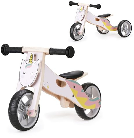 Hooga Playroom 2-in-1 Balance Bike - Wooden Trike for Kids that Converts to Balance Bike - Lightweight Toddler Tricycle - Padded Adjustable Seat & Handlebars - Puncture Proof Wheels