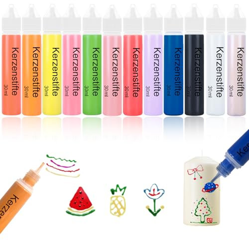 Scentoria 12 Stück Wachsstifte für Kerzen und Bemalung von Kerzen, Tassen und Keramik, 30 ml, Candle Pen