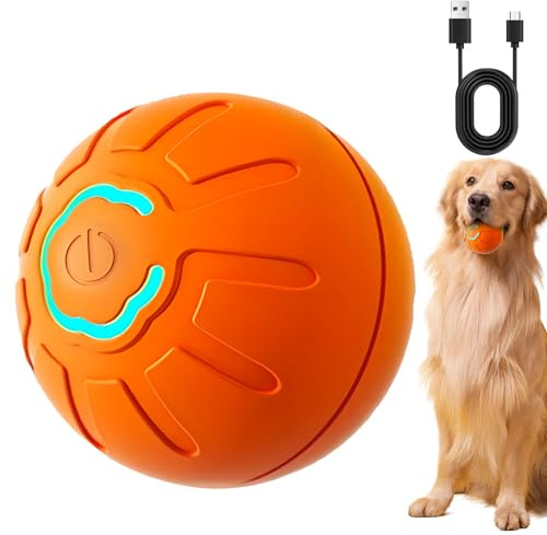 ComedyKing Hundespielzeug Elektrisch, 2025 Neu Magic Ball für Hunde, Automatisch Interaktives Spielzeug, USB Wiederaufladbar (Orange)