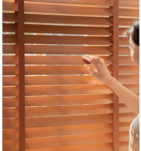 TZYYAO Jalousien Aus Holz 45cm 50cm 60cm 80cm 90cm 100cm 115cm 120cm 150cm Breit,Lichtfilternde Horizontale Jalousetten,Holzjalousie Für Innenfenster,Mit 50mm Lamellen,WxH-95x120cm/37.4x47in