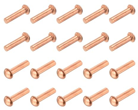 sourcing map 30 rivetti di fissaggio in rame a testa tonda da 13/64 x 25/32