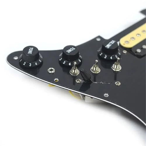 Coil Split Humbucker Pickup Set Vorverdrahtetes geladenes Schlagbrett für ST-E-Gitarren-Ersatzteile Schlagbrett-Tonabnehmer-Kit(Black With Switch)