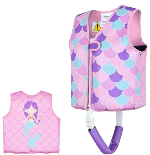 Kinder Mädchen Junge Schwimmlernweste, Schwimmhilfe Schwimmen Jacket für Kleinkinder mit Einstellbare Sicherheits Straps Alter 1-6 (PM, 1-3)