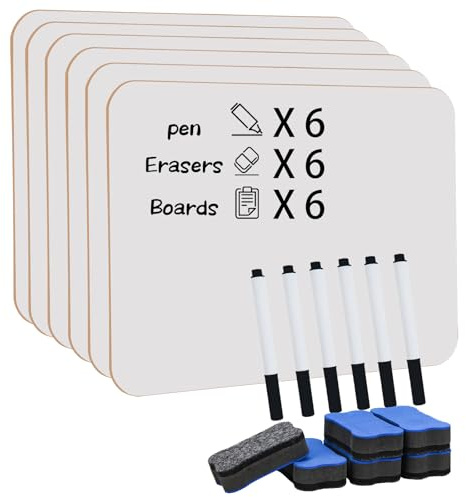 Hiziwimi 6er-Set Kleines Whiteboard A4, doppelseitig mit Löschfunktion | 30 x 21 cm, Tragbares mini Whiteboard, Small Whiteboards, klein weiße tafel A4 für Büro, Zuhause, Klassenzimmer,Schüler