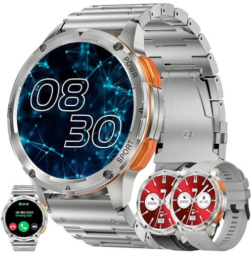 MYSHUN Reloj inteligente AMOLED de 1,43 pulgadas para hombre con función de teléfono, 5 ATM, rastreador de actividad con más de 100 modos deportivos, podómetro, monitor de sueño, presión arterial