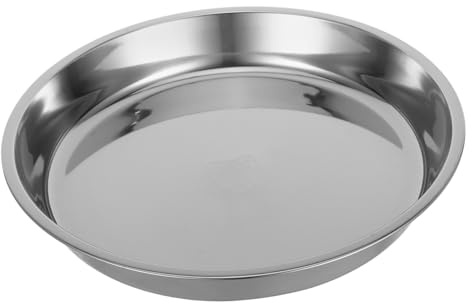 Garneck Teglia Rotonda Padella Antiaderente in Acciaio Inossidabile e Riscaldare Alimenti Resistente alla Corrosione alle Macchie per Torte Pizza in Cucina