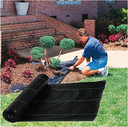 Tela antimalezas de 60 cm de ancho, barrera contra malezas para huertos y paisajismo, membrana de cubierta de suelo con tira guía de alineación, disponible en longitudes de 10 a 200 m