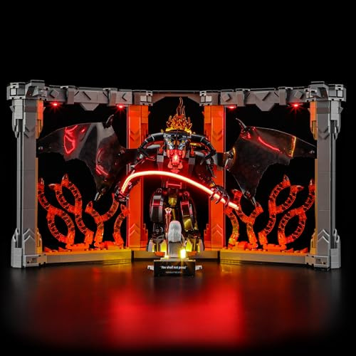 YEABRICKS LED Licht für 10367 Icons Der Herr der Ringe: Balrog™ Bücherstütze Bausteine Modell (Bausteine Set Nicht enthalten)