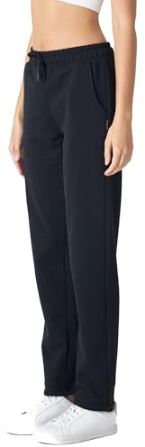 COMEOR Jogginghose Damen-Baumwolle Sporthose Lang - Sweatpants Frauen Freizeithose - Laufhosen Jogger - High Waist Trainingshose Geradem Bein Hose mit elastischem Bund und Taschen Yogahose Schwarz XXL