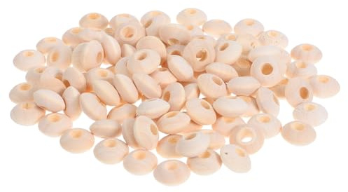 Beatifufu 100 Pezzi Perline in Legno Naturale Non Finite Rondelle Piatte con Distanziatori per Gioielli Fai da Te Bracciali e Collane Personalizzabili