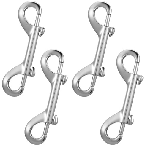 Nogeqi 4 Stück Doppelkarabinerhaken, 8.8cm Zinklegierung mit Zweiwegeverschluss, Silber – Für Seilverbindungen, Hundeleinen, Outdoor