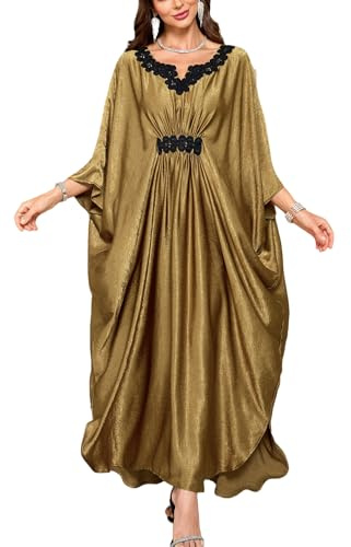 YouKD Vestido largo de caftán para mujer, maxivestido estilo bohemio para traje de baño de playa, batas de playa, ropa de estar por casa de talla única, Altoa única