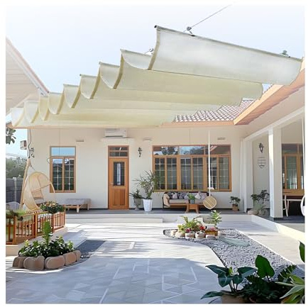 Tenda parasole regolabile retrattile, versatile tenda a vela scorrevole per protezione solare, tenda da pergola per esterni, per terrazze, terrazze e giardini