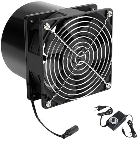 Weciau Rohrventilator 100mm mit Drehzahlregler, Abluftventilator Industrie Wandventilator, Leiser Exhaust Fan für Bad, Küche, Garage, Keller, Maschinenraum, Lüfter für Abluft und Belüftungssysteme