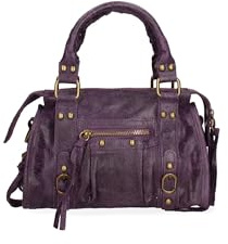 Gave Lux Borsa Donna Vera Pelle Scamosciata 25cm, Prodotto Artigianale Made in Italy, Con Manico, a Spalla o a Tracolla, GLX220609123FBG-038_VIOLA_SCURO 1