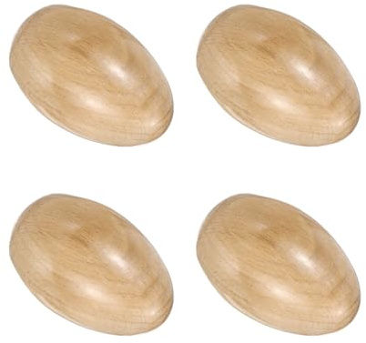 QUARKZMAN 4Pcs Huevos Sonajeros De Madera Huevos Musicales Color Madera