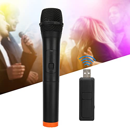Cryfokt Microphone Portable sans Fil VHF en Plastique ABS Noir Professionnel pour Le Chant et la Parole, Distance de Réception de 50 M, pour Chanteurs et Orateurs Publics