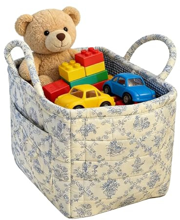 Cesto Portaoggetti Imbottito,Paniera Pieghabile A Fiori Per Vestiti | Cesto Pieghevole Per Nursery,Per Camera Da Soggiorno Camera Dei Bambini Stanza Dei Giochi Guardaroba Appartamento