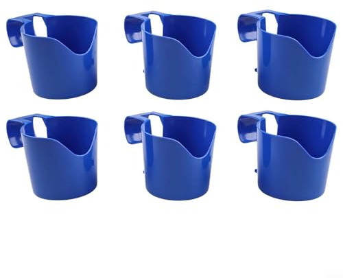 Juego de 6 portavasos para piscinas sobre el suelo, clips en barras superiores redondas de menos de 2 pulgadas, plástico para sostener de forma segura bebidas al aire libre