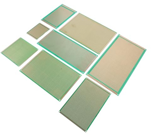 UTHCLO Lot de 8 Plaques de Circuit Imprimé en Fibre de Verre Vert 6x8cm à 15x25cm, Masque de Soudure, Kit D'expérimentation Électronique pour Prototypage sur Breadboard, Carte