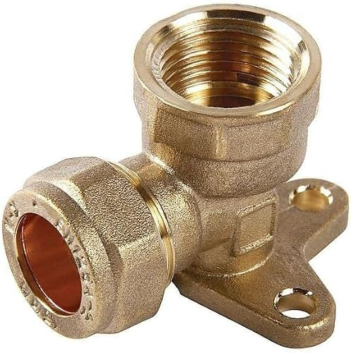 Aigher 15mm Compression Elbow Wall Plate, Brass Plumbing Fitting for Outside Tap, 15mm x 1/2 inch Female Thread