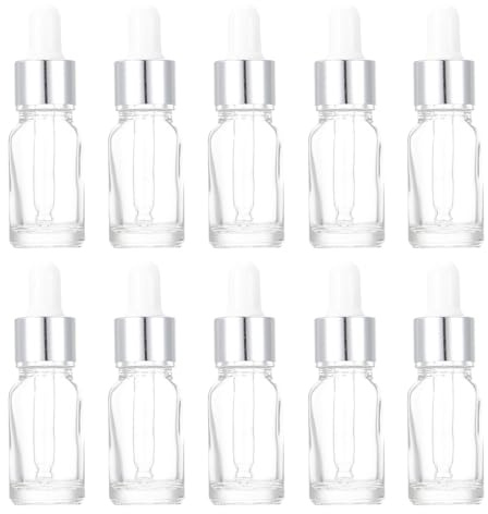 BETOOKY 10 Stück Ätherische Ölflaschen aus Glas und Kunststoff Tragbar und Wiederverwendbar 10ml Kapazität für Aromatherapie und Reisen
