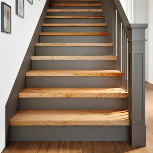 mzdioop 20 peldaños para escaleras, color marrón claro, 90 x 30 x 2 cm, madera maciza de roble para protección de escaleras, escaleras interiores, escaleras de caracol, antideslizantes, antiarañazos
