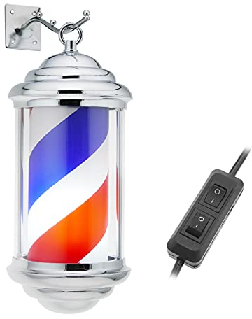 PrimeMatik - Poste de barbero Luminoso y Giratorio para peluquerías de 150 x 350 mm Mini