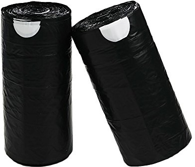 Dynko 40L Kordelzug Müllbeutel, Schwarz Müllbeutel mit Zugband, 110 Stück / 2 Rollen