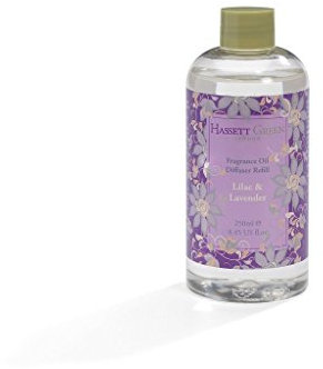 Hassett Green London - Recarga de Difusor de Varillas con Aceite Aromático de Lila y Lavanda - Botella Grande de 250ml para Ambientar tu Hogar con Fragancia Floral Elegante