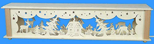 Rudolphs Schatzkiste Schwibbogenerhöhung mit Haus Waldtiere und Beleuchtung BxHxT 52x10x10cm NEU Lichterbogen Fensterbogen Spitzbogen Erzgebirge Seiffen Weihnachten Licht Holz Dekoration Beleuchtung