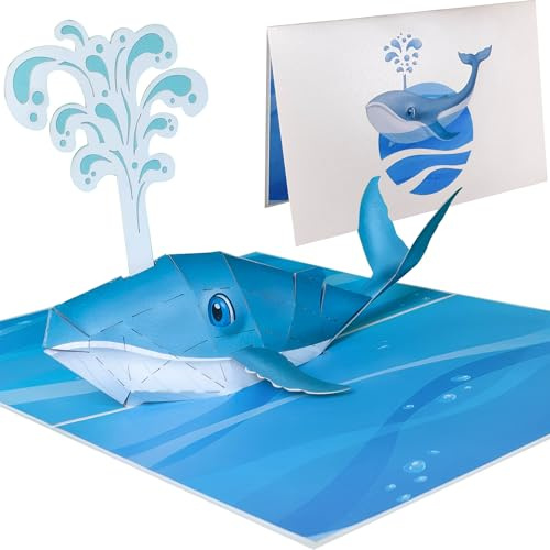 Sweetpopup® Pop-Up Karte Wal – 3D Glückwunschkarte für Geburtstag, Jubiläum & Danksagung – Perfekt als Gutschein & Geldgeschenk für Gratulation, Motivation oder Abschied – Fisch 187